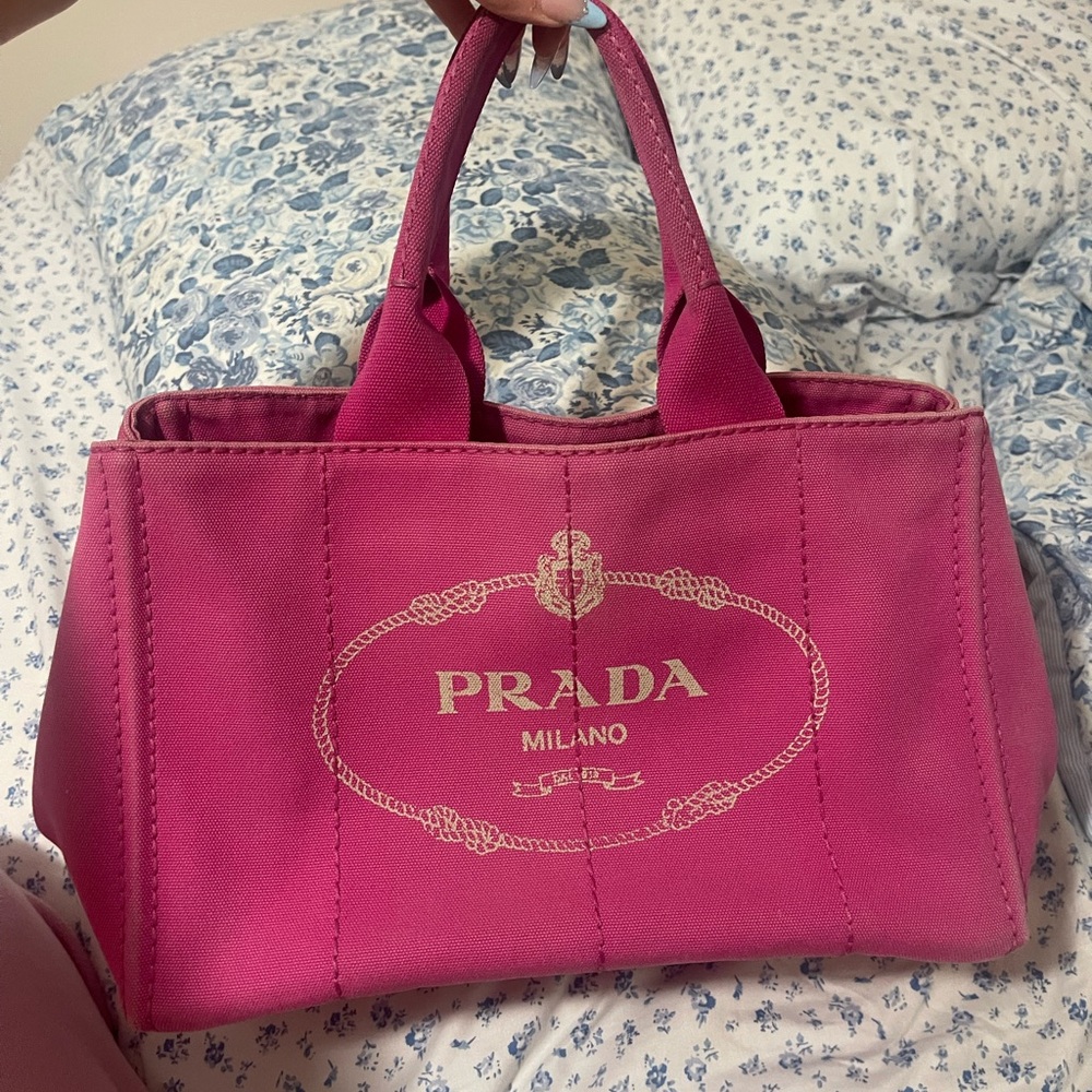 Prada Pink Canvas Tote Bag Authentic